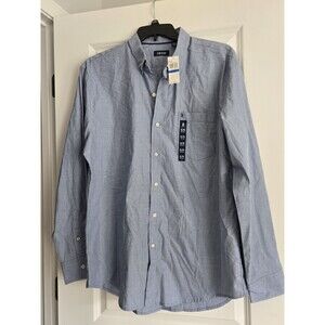 IZOD Men's XL Blue Gingham Button Down Shirt Long Sleeve